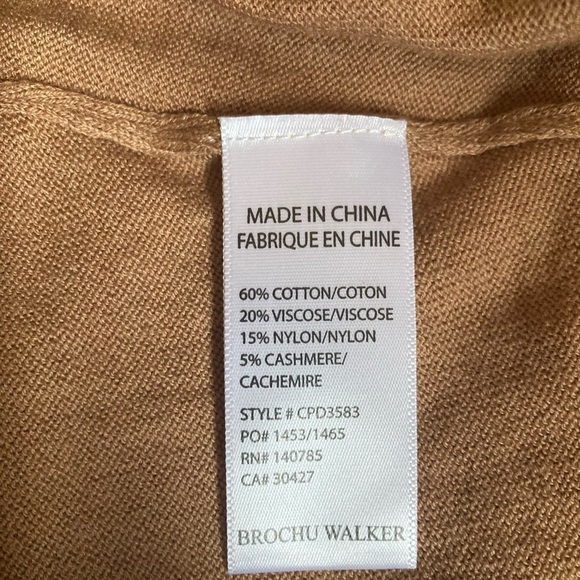 Brochu Walker NWOT Sweater Anaise Vee Cashmere Blend In Tawny - Picture 4 of 9